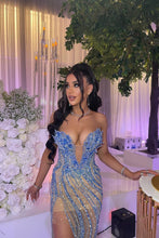 Load image into Gallery viewer, Hot Sexy Sheath Sweetheart Blue Long Party Dress with Beading