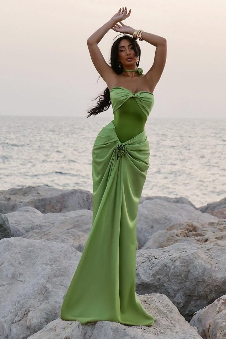 Hot Mermaid Sweetheart Green Long Party Dress with Ruffles