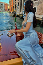 Load image into Gallery viewer, Charming A Line Sweetheart Grey Blue Long Party Dress with Lace