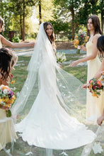 Load image into Gallery viewer, Simple Mermaid Strapless White Satin Long Bridal Dress with Sweep Train