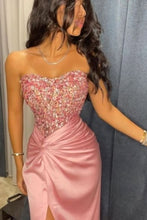 Load image into Gallery viewer, Sexy Mermaid Sweetheart Pink Long Party Dress with Beading