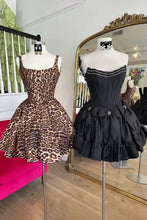 Load image into Gallery viewer, New A Line Square Neck Leopard Print Brown Short Homecoming Dress with Open Back