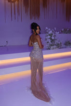 Load image into Gallery viewer, Sparkly Sheath Sweetheart Champagne Long Party Dress with Beading