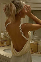 Load image into Gallery viewer, Charming Sheath Spaghetti Straps Yellow Long Party Dress with Pearl