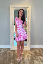 Load image into Gallery viewer, Chic Sheath One Shoulder Pink Foral Printed Short Homecoming Dress with Ruffles
