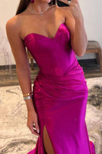 Load image into Gallery viewer, Stylish Sheath Sweetheart Purple Long Prom Dress with Split Front