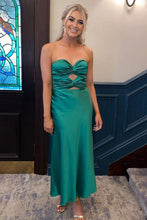 Load image into Gallery viewer, Simple Sheath Sweetheart Blue Long Prom Dress with Keyhole