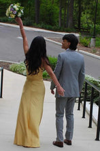 Load image into Gallery viewer, Simple Sheath Sweetheart Blue Long Prom Dress with Keyhole