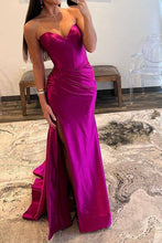 Load image into Gallery viewer, Stylish Sheath Sweetheart Purple Long Prom Dress with Split Front