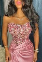 Load image into Gallery viewer, Sexy Mermaid Sweetheart Pink Long Party Dress with Beading