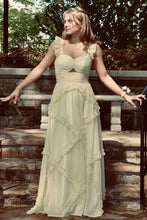 Load image into Gallery viewer, Charming A Line Sweetheart Blue Long Prom Dress with Ruffles