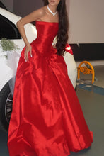 Load image into Gallery viewer, Princess A Line Strapless Red Long Party Dress with Ruffles
