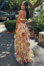 Load image into Gallery viewer, Charming A Line Spaghetti Straps Blue Floral Printed Long Party Dress