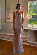 Load image into Gallery viewer, Bling Sheath Spaghetti Straps Silver Sequins Long Party Dress