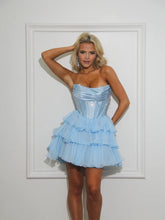 Load image into Gallery viewer, Cute A Line Strapless Yellow Corset Homecoming Dress with Ruffles Beading