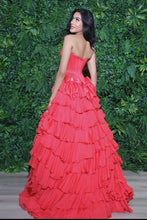 Load image into Gallery viewer, Charming A Line Strapless Pink Long Prom Dress with Bowknot