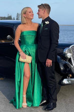 Load image into Gallery viewer, Trendy A Line Strapless Red Long Prom Dress with Split Front