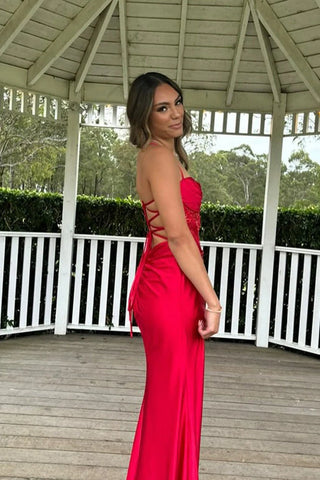 Trendy Mermaid Spaghetti Straps Green Corset Prom Dress with Split Front
