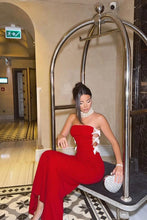Load image into Gallery viewer, Sexy Sheath Strapless Red Long Party Dress with Bowknot