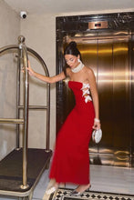 Load image into Gallery viewer, Sexy Sheath Strapless Red Long Party Dress with Bowknot