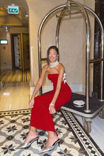 Load image into Gallery viewer, Sexy Sheath Strapless Red Long Party Dress with Bowknot