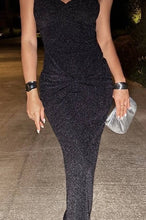 Load image into Gallery viewer, Bling Sheath Sweetheart Black Sequins Long Party Dress