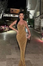 Load image into Gallery viewer, Bling Sheath Sweetheart Black Sequins Long Party Dress