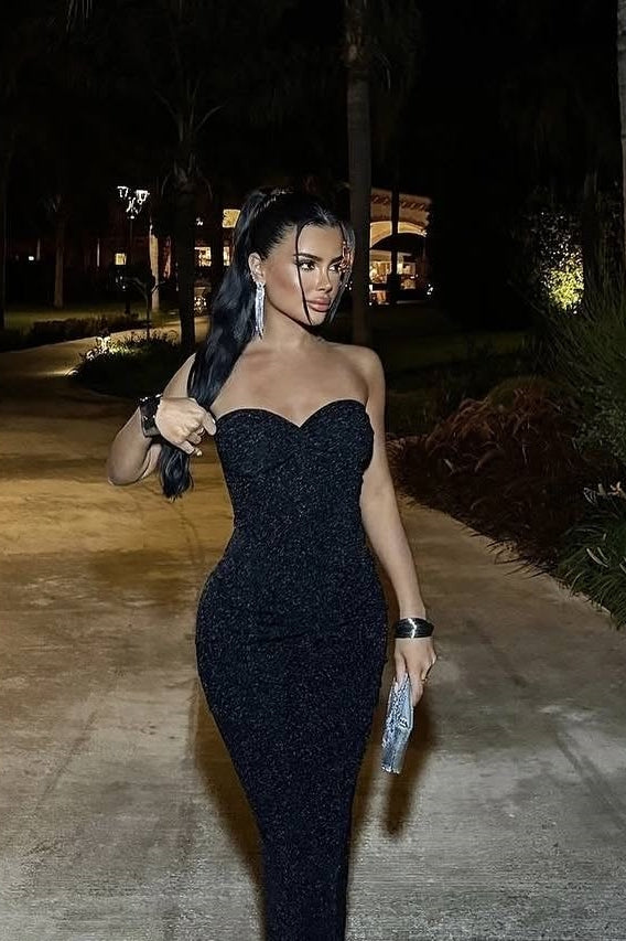 Bling Sheath Sweetheart Black Sequins Long Party Dress