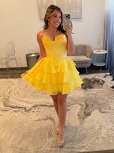 Load image into Gallery viewer, Cute A Line Sweetheart Lilac Corset Homecoming Dress with Ruffles Appliques