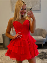 Load image into Gallery viewer, Cute A Line Sweetheart Lilac Corset Homecoming Dress with Ruffles Appliques