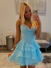 Load image into Gallery viewer, Cute A Line Sweetheart Lilac Corset Homecoming Dress with Ruffles Appliques