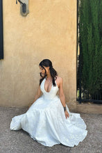 Load image into Gallery viewer, Simple A Line V Neck White Tea Length Party Dress with Corset