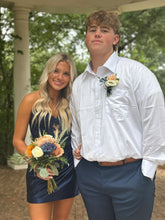 Load image into Gallery viewer, Stunning Fuchsia Bodycon Sweetheart Lace Top Short Satin Homecoming Dress