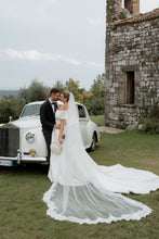 Load image into Gallery viewer, Charming A Line Off the Shoulder White Long Wedding Dress