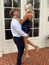 Load image into Gallery viewer, Stunning Fuchsia Bodycon Sweetheart Lace Top Short Satin Homecoming Dress