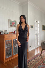 Load image into Gallery viewer, Trendy Sheath Halter Neck Purple Long Party Dress with Open Back Bowknot