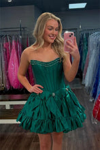 Load image into Gallery viewer, Princess A Line Strapless Red Corset Homecoming Dress with Bowknot