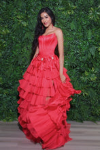 Load image into Gallery viewer, Charming A Line Strapless Pink Long Prom Dress with Bowknot