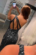 Load image into Gallery viewer, Hot Pink Mermaid Glitter One-Shoulder Backless Prom Dress With Sequins