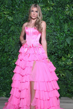 Load image into Gallery viewer, Charming A Line Strapless Pink Long Prom Dress with Bowknot