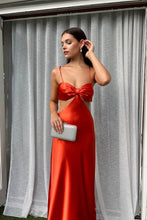 Load image into Gallery viewer, Stylish Mint Green Sheath Waist Hollow Tie Back Long Satin Prom Dress