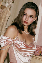 Load image into Gallery viewer, Retro Style Mermaid Off the Shoulder Pink Long Party Dress with Ruffles