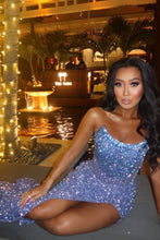 Load image into Gallery viewer, Sparkly Luxurious Mermaid Strapless Long Prom Dress with Beading And Slit