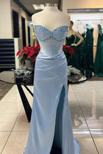 Load image into Gallery viewer, Chic Mermaid Spaghetti Straps Long Satin Formal Dress with Beading