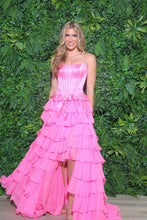 Load image into Gallery viewer, Charming A Line Strapless Pink Long Prom Dress with Bowknot