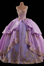 Load image into Gallery viewer, Retro Style A Line Sweetheart Purple Quinceanera Dress with Appliques Criss Cross Back