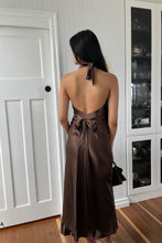 Load image into Gallery viewer, Trendy Sheath Halter Neck Purple Long Party Dress with Open Back Bowknot