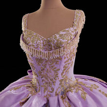 Load image into Gallery viewer, Retro Style A Line Sweetheart Purple Quinceanera Dress with Appliques Criss Cross Back