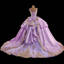 Load image into Gallery viewer, Retro Style A Line Sweetheart Purple Quinceanera Dress with Appliques Criss Cross Back