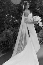 Load image into Gallery viewer, Stunning Mermaid Strapless White Satin Long Wedding Dress with Sweep Train